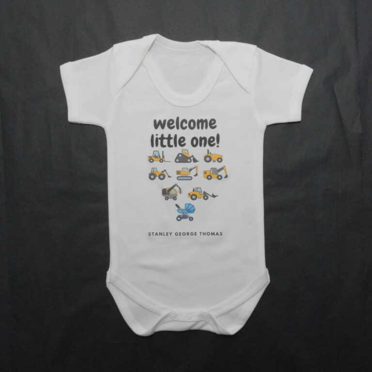 Design printed onto a baby grow 768x768